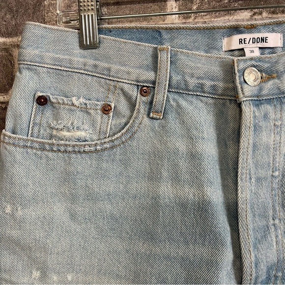 NWT Re/Done 70s high rise shorts jean denim distressed - Picture 2 of 11